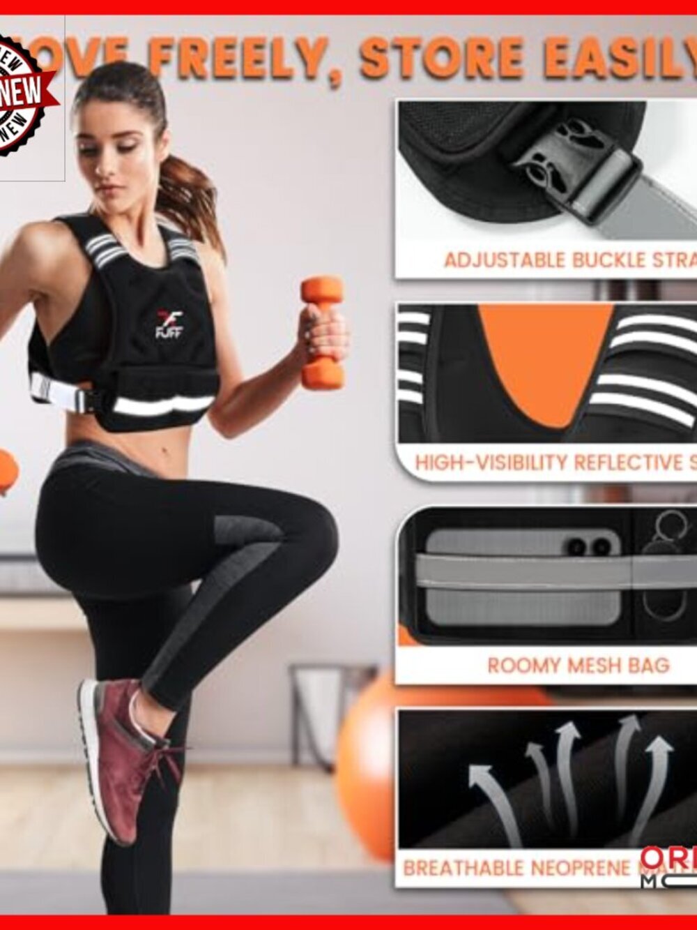 Adjustable Weighted Vest 20-32 LB Strength Training Running Workout - Picture 2 of 6